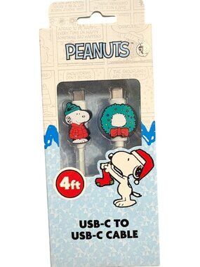 Peanuts Snoopy USB-C To USB-C Cable 4ft Holiday Design Durable Materials NISB